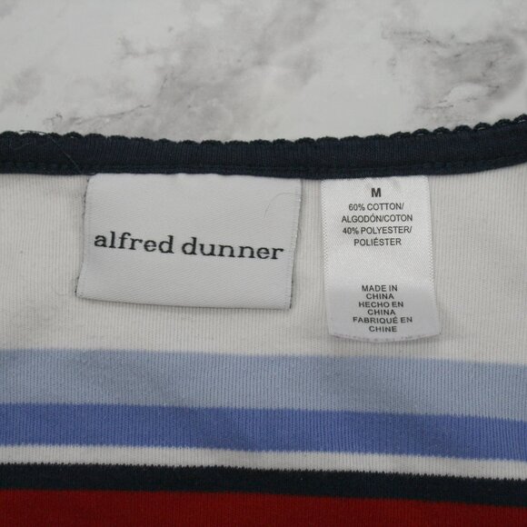 ALFRED DUNNER Sweater Patriotic Stripes Studded Red White Blue Cropped Sleeve M - Picture 6 of 14